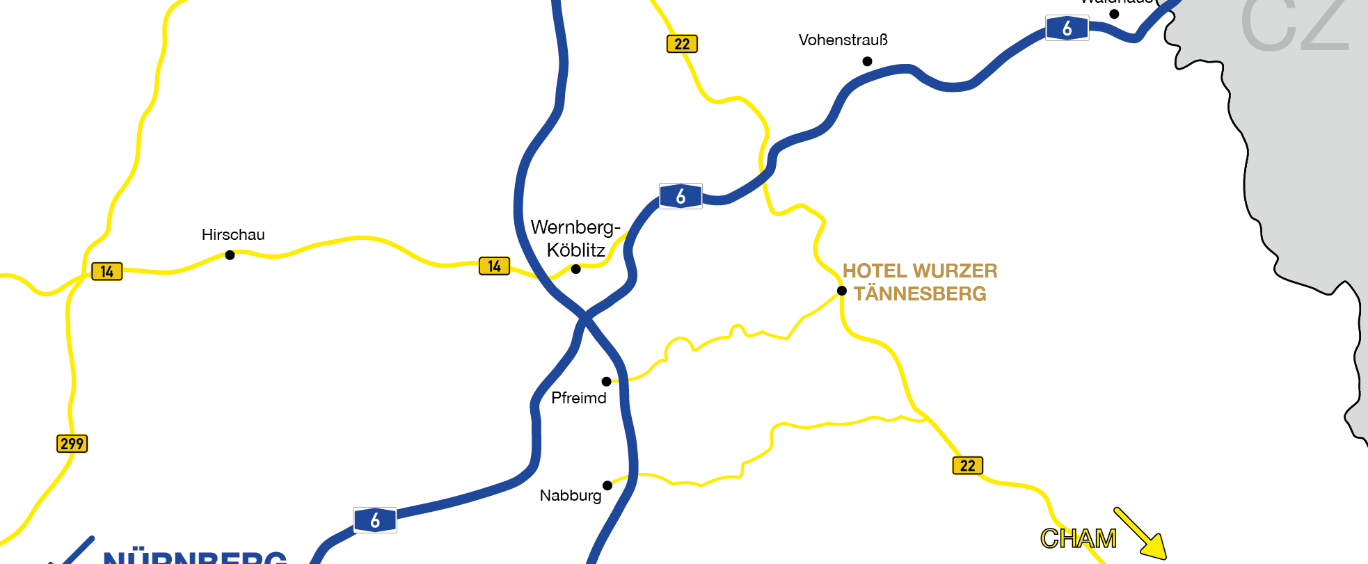 Anfahrtsskizze_header Gaststube Hotel Wurzer